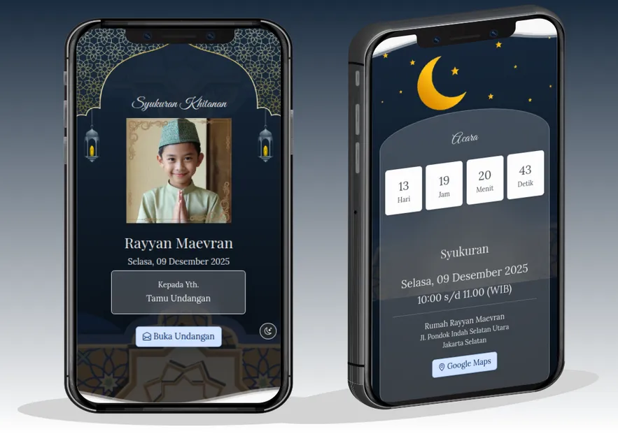 Ulasan Tema Undangan Digital "Blue Lantern" untuk Syukuran Khitanan
