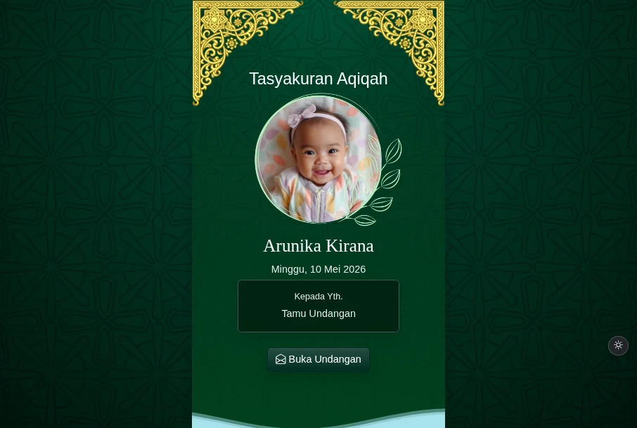 Tema Aqiqah Islamic Emerald - dark Mode