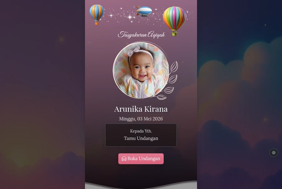 Tema Aqiqah Pastel Dream - dark Mode