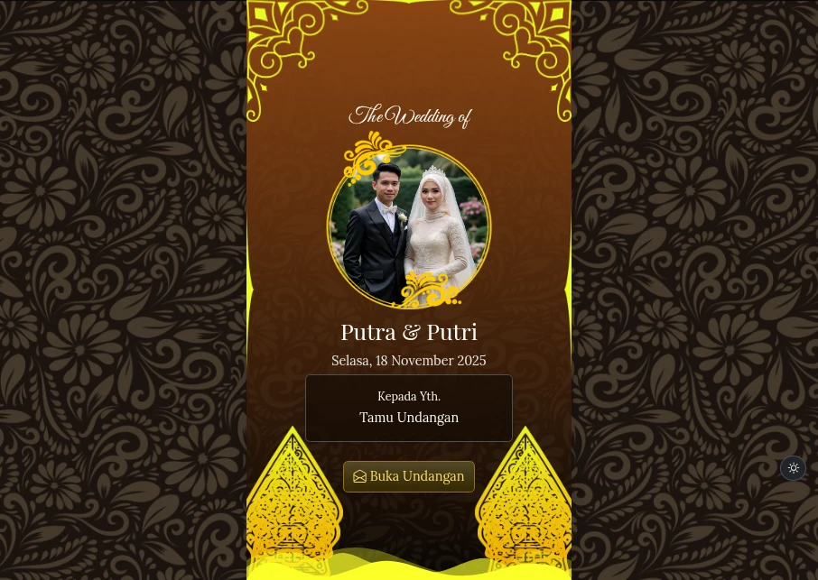 Tema Pernikahan Batik Elegan - dark Mode