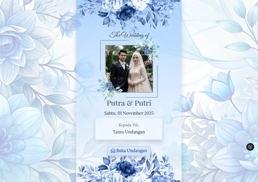 Tema Pernikahan Blue Floral