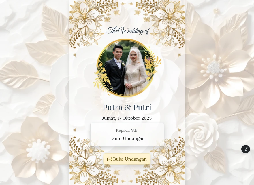 Tema Pernikahan Golden White Elegance