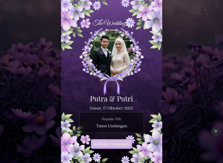 Tema Pernikahan Lavender Breeze - dark Mode