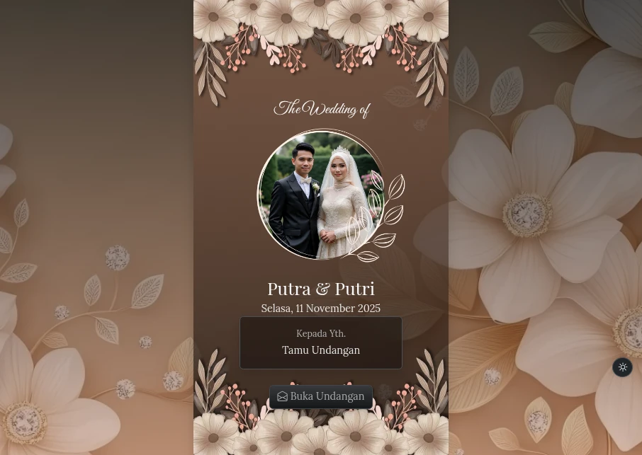 Tema Pernikahan Mocha Romance - dark Mode