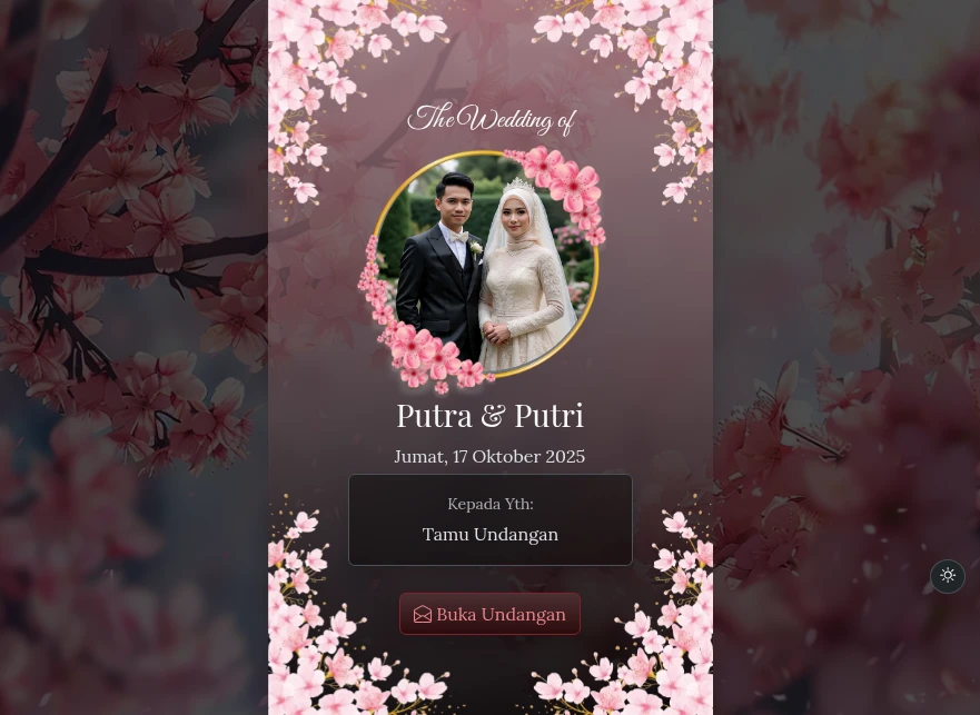 Tema Pernikahan Sakura Bliss - dark Mode